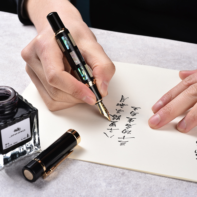JINHAO 650 고품질 만년필, 럭셔리 쉘 서예 잉크 펜, 중간 0.6-0.7mm 펜촉, 선물 잉크 펜
